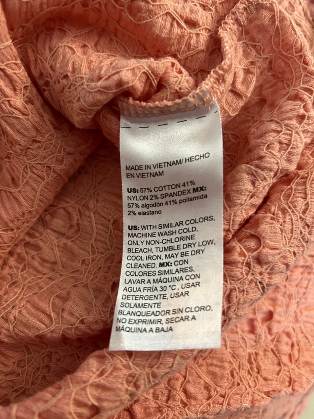 Chico's Textured Short Sleeve Tee in Peach. - Picture 4 of 7